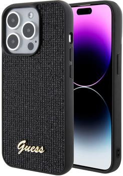 Guess PU Square Mirror Script Logo Back Cover für iPhone 15 Pro schwarz