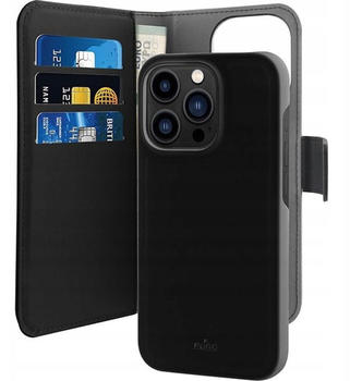 Puro Wallet Detachable iPhone 14 Pro Max 67" 2w1 MagSafe czarne/black PUIPC14P67BKMAG1BLK (iPhone 14 Pro Max) Smartphone Hülle Schwarz