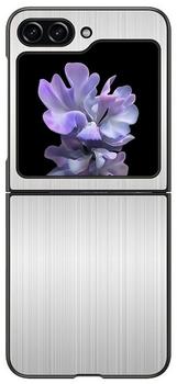Wigento Design Premium Edelstahl Hülle Shockproof Case für Samsung Galaxy Z Flip5 5G in der Farbe Silber
