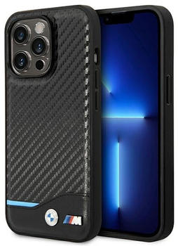 BMW M PU Carbon Blue Line Case (iPhone 14 Pro Max) Black