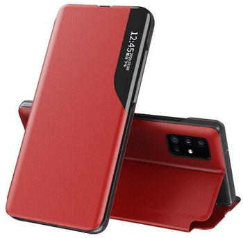 Cofi Eco Leather View Case Buch Tasche Leder aufklappbare Hülle Standfunktion für Samsung Galaxy A33 5G Rot