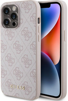 Guess Schutzhülle 4G Metal Gold Logo für Apple iPhone 15 Pro Max Rosa