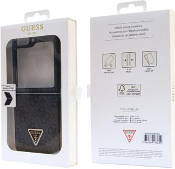Guess Schutzhülle HardCase Leather 4G Diamond Triangle für Samsung Galaxy Z Flip5 Schwarz