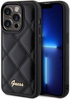 Guess Schutzhülle HardCase Quilted Metal Logo für Apple iPhone 15 Pro Schwarz