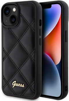 Guess Schutzhülle HardCase Quilted Metal Logo für Apple iPhone 15 Schwarz
