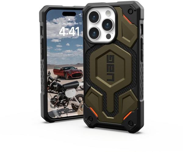 Urban Armor Gear Monarch Pro MagSafe Kevlar Element Green iPhone 15 Pro