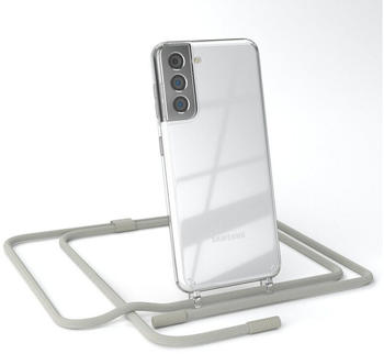 Eazy Case Silikon Kette Unifarbe für Samsung Galaxy S21 5G 6,2 Zoll, Schutzhülle zum Umhängen Hülle mit Umhängeband Kettenhülle Grau Taupe, Beige Grau / Taupe