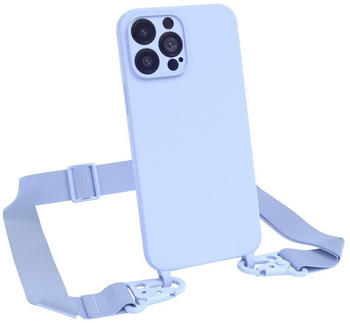 Eazy Case Breitband Kette für Apple iPhone 13 Pro Max 6,7 Zoll, Handyhülle mit breitem Umhängeband Festivalhülle Tasche Blau Hellblau, Blau / Hellblau