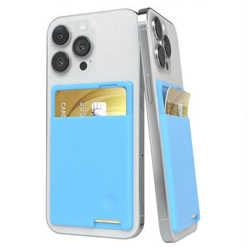 Eazy Case EAZY CASE Smartphone Cardholder Silicon Smartphone-Halterung, (Kartenetui, Kartenfach, selbstklebend, Kartenhalter aus Silikon, Kreditkarten Etui Handyhülle, Smartphone Kartenhülle für EC-Karten, Kartenhalterung Handy, Hellblau)