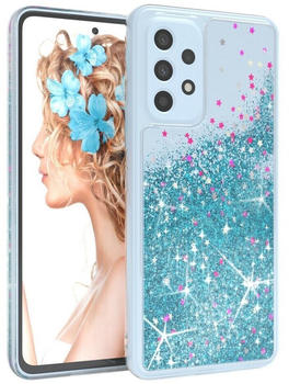 Eazy Case Liquid Glittery Case für Samsung Galaxy A53 5G 6,5 Zoll, Gloss Slimcover Girly Backcover Bling Phone Case kratzfeste Cover Blau