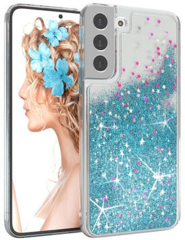 Eazy Case Liquid Glittery Case für Samsung Galaxy S22 Plus 6,6 Zoll, Gloss Slimcover Girly Backcover Bling Phone Case kratzfeste Cover Blau
