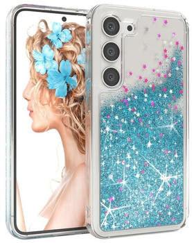 Eazy Case Liquid Glittery Case für Samsung Galaxy S23 6,1 Zoll, Gloss Slimcover Girly Backcover Bling Phone Case kratzfeste Cover Blau