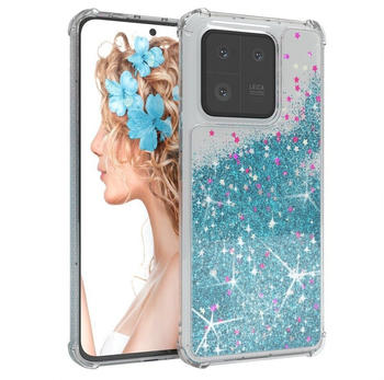 Eazy Case Liquid Glittery Case für Xiaomi 13 Pro 6,73 Zoll, Gloss Slimcover Girly Backcover Bling Phone Case kratzfeste Cover Blau