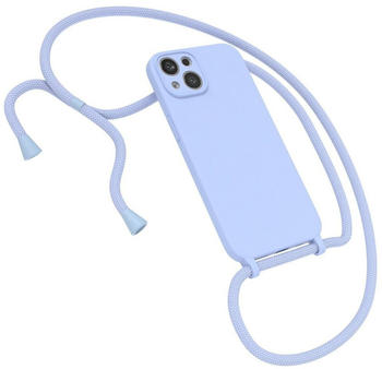 Eazy Case Silikon Kette für Apple iPhone 13 6,1 Zoll, Handyhülle mit Umhängeband Matt Hülle mit Band Kordel Blau / Hellblau