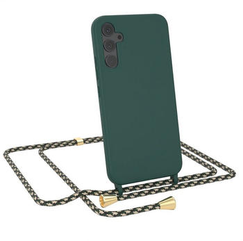Eazy Case Runde Silikon Kette für Samsung Galaxy A34 5G 6,6 Zoll, Kette zum Umhängen Smartphonekette für Unterwegs plus Cover Navy Grün, Grün Navy