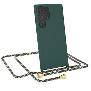 Eazy Case Runde Silikon Kette für Samsung Galaxy S23 Ultra 6,8 Zoll, Kette zum Umhängen Smartphonekette für Unterwegs plus Cover Navy Grün, Grün Navy
