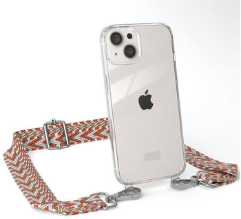 Eazy Case Boho Umhängeband für Apple iPhone 13 6,1 Zoll, Backcover Handyhülle zum Umhängen Ersatzkordel Handy Tasche Hellblau, Hellblau / Rot