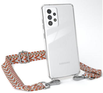 Eazy Case Boho Umhängeband für Galaxy A52 / A52 5G / A52s 5G 6,5 Zoll, Backcover Handyhülle zum Umhängen Ersatzkordel Handy Tasche Hellblau, Hellblau / Rot