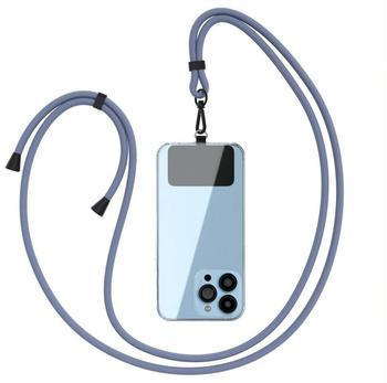 Eazy Case Handykette Clips Schwarz mit extra Handband, Handy Kordel für Handyhülle Universal passend + Karabiner Blau Schwarz, Eis Blau Clips Schwarz