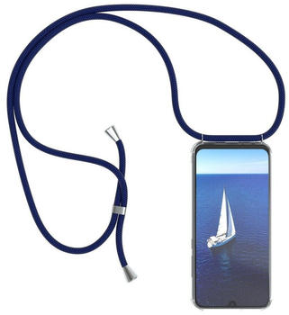 Eazy Case Hülle mit Kette für Honor 10 Lite 6,21 Zoll, Kette zum Umhängen Backcover Etui Schutzhülle Hülle mit Band Case Blau, Blau / Clips Silber