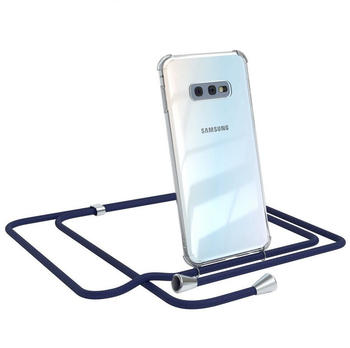 Eazy Case Hülle mit Kette für Samsung Galaxy S10e 5,8 Zoll, Kette zum Umhängen Backcover Etui Schutzhülle Hülle mit Band Case Blau, Blau / Clips Silber