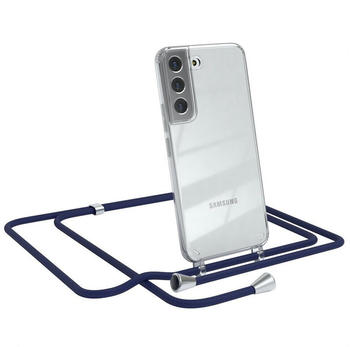 Eazy Case Hülle mit Kette für Samsung Galaxy S22 5G 6,1 Zoll, Kette zum Umhängen Backcover Etui Schutzhülle Hülle mit Band Case Blau, Blau / Clips Silber