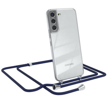 Eazy Case Hülle mit Kette für Samsung Galaxy S22 Plus 5G 6,6 Zoll, Kette zum Umhängen Backcover Etui Schutzhülle Hülle mit Band Case Blau, Blau / Clips Silber