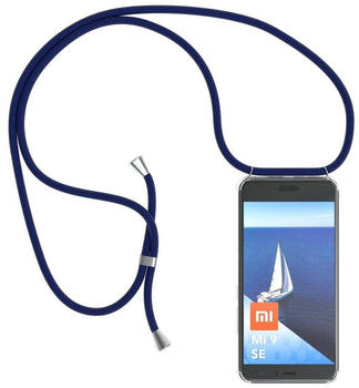 Eazy Case Hülle mit Kette für Xiaomi Mi 9 SE 5,97 Zoll, Kette zum Umhängen Backcover Etui Schutzhülle Hülle mit Band Case Blau, Blau / Clips Silber