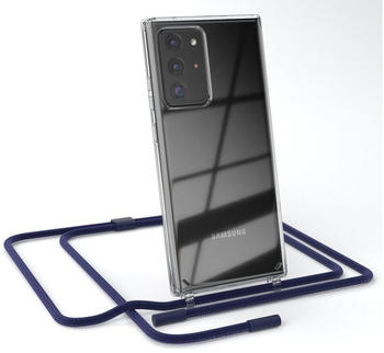 Eazy Case Silikon Kette für Samsung Galaxy Note 20 Ultra 5G 6,9 Zoll, Handytasche durchsichtige Silikon Hülle mit breitem Umhängeband Blau, Dunkelblau / Nachtblau