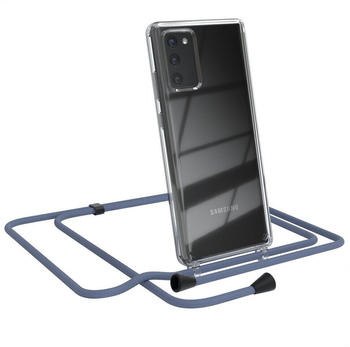 Eazy Case Clips Schwarz für Samsung Galaxy Note 20 / 5G 6,7 Zoll, Silikonhülle Transparent Handyhülle mit Kordel Kette zum Umhängen Blau
