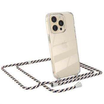 Eazy Case Hülle mit Kette für Apple iPhone 14 Pro 6,1 Zoll, Slimcover Handykette Hülle mit Schnur Handykordel Taupe Camouflage