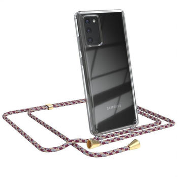 Eazy Case Hülle mit Kette für Samsung Galaxy Note 20 / 5G 6,7 Zoll, Hülle mit Umhängeband Bumper Case Hülle mit Band Rot Beige Camouflage, Rot Beige Camouflage / Clips Gold