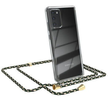 Eazy Case Hülle mit Kette für Samsung Galaxy Note 20 / 5G 6,7 Zoll, Handykette zum Umhängen Hülle mit Kordel Rundes Band Grün Camouflage, Grün Camouflage / Clips Gold