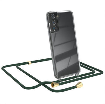Eazy Case Hülle mit Kette für Samsung Galaxy S21 5G 6,2 Zoll, Kettenhülle zum Umhängen Tasche Handykordel Slimcover Grün Clips Gold, Grün / Clips Gold