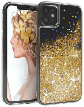 Eazy Case Liquid Glittery Case für Apple iPhone 11 6,1 Zoll, Durchsichtig Back Case Handy Softcase Silikonhülle Glitzer Cover Gold