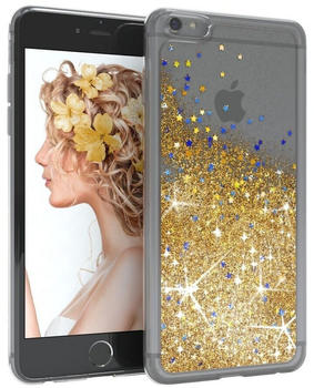 Eazy Case Liquid Glittery Case für iPhone 6 / iPhone 6S 4,7 Zoll, Durchsichtig Back Case Handy Softcase Silikonhülle Glitzer Cover Gold