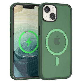 Eazy Case Outdoor Case MagSafe Matt für Apple iPhone 14 6,1 Zoll, Qi Charging kompatibel Magsafefunktion Slimcover Displayschutz Grün, Dunkelgrün
