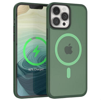 Eazy Case Outdoor Case MagSafe Matt für iPhone 13 Pro Max 6,7 Zoll, Qi Charging kompatibel Magsafefunktion Slimcover Displayschutz Grün, Dunkelgrün