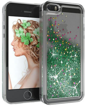 Eazy Case Glittery Case für iPhone SE 2016, iPhone 5/5S 4,0 Zoll, Transparent Handy Softcase Glossy Slimcover stoßfest Bumper Case Grün