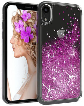 Eazy Case Liquid Glittery Case für Apple iPhone XR 6,1 Zoll, Bumper Case Back Cover Glitter Glossy Handyhülle Etui Violett Lila