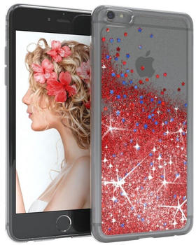 Eazy Case Liquid Glittery Case für iPhone 6 / iPhone 6S 4,7 Zoll, Silikonhülle mit Glitzereffekt Hülle Glitzer Flüssig Back Cover Rot
