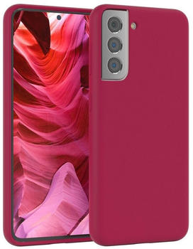 Eazy Case Premium Silikon Case für Samsung Galaxy S21 6,2 Zoll, Hülle Silikon mit Displayschutz Handytasche aus Silikon Rot / Beere
