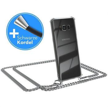 Eazy Case 2in1 Metallkette für Samsung Galaxy S8 5,8 Zoll, Hülle mit Kette Metallkette Slimcover Handykette Umhängetasche Silber