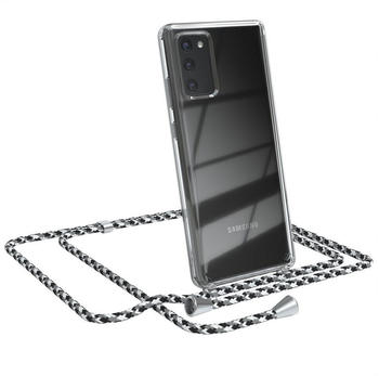 Eazy Case Hülle mit Kette für Samsung Galaxy Note 20 / 5G 6,7 Zoll, Kette zum Umhängen mit Umhängeband mit Riemen Schwarz Camouflage, Schwarz Camouflage / Clips Silber