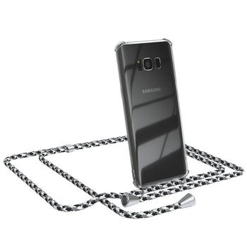 Eazy Case Hülle mit Kette für Samsung Galaxy S8 5,8 Zoll, Kette zum Umhängen mit Umhängeband mit Riemen Schwarz Camouflage, Schwarz Camouflage / Clips Silber