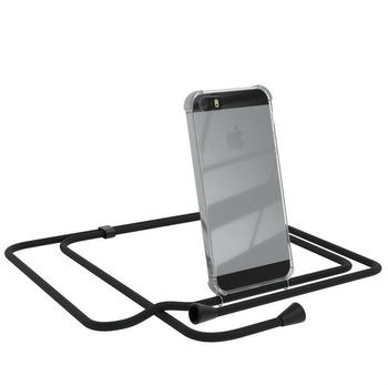 Eazy Case Clips Schwarz für Apple iPhone SE 2016 iPhone 5/5S 4,0 Zoll, Slimcover mit Umhängeband Case Handytasche Clear Backcover Schwarz