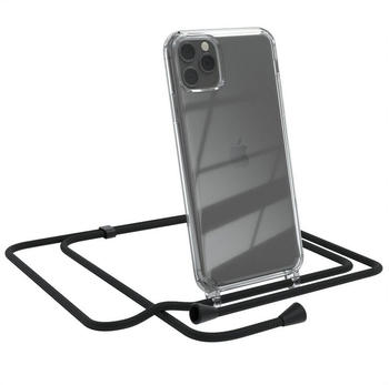 Eazy Case Kette Clips Schwarz für Apple iPhone 11 Pro Max 6,5 Zoll, Slimcover mit Umhängeband Case Handytasche Clear Backcover Schwarz