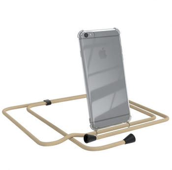 Eazy Case Kette Clips Schwarz für Apple iPhone 6 / 6S 4,7 Zoll, Handykordel Umhängetasche für Handy Hülle durchsichtig Beige Taupe