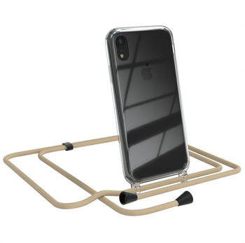 Eazy Case Kette Clips Schwarz für Apple iPhone XR 6,1 Zoll, Handykordel Umhängetasche für Handy Hülle durchsichtig Beige Taupe
