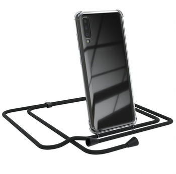 Eazy Case Kette Clips Schwarz für Samsung Galaxy A70 6,7 Zoll, Slimcover mit Umhängeband Case Handytasche Clear Backcover Schwarz